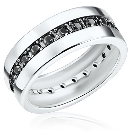Rafaela Donata Damen-Ring 925 Sterling Silber Zirkonia schwarz - Moderner Silberring in Memoire-Form mit Steinen 60800107 von Rafaela Donata