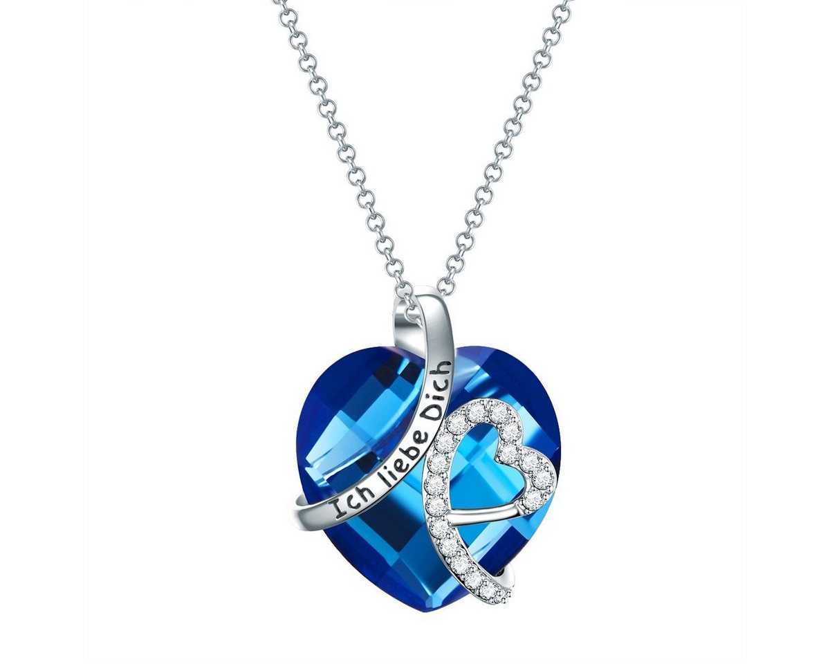 Rafaela Donata Collier Halskette mit Herz-Anhänger, mit Zirkonia in blau von Rafaela Donata