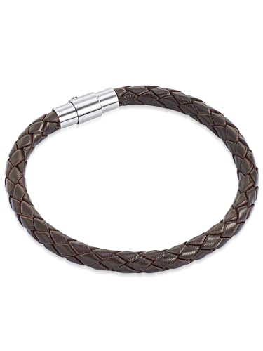 Rafaela Donata Damen Armband Echtleder dunkelbraun geflochten Unisex Lederarmband von Rafaela Donata