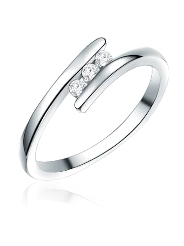 Rafaela Donata Damen Bandring aus 925/- Sterling Silber Zirkonia weiß im Brillantschliff - Silberring Damenring von Rafaela Donata
