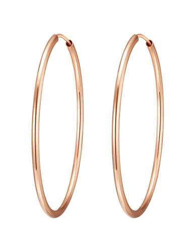 Rafaela Donata Damen-Creolen 925 Sterling Silber 40mm rund rosevergoldet - Basic Ohrringe für Damen Silberohrcreolen Groß Rafaela Donata Damen-Creolen 925 Sterling Silber 40mm rund rosevergoldet - Basic Ohrringe für Damen Silberohrcreolen Groß von Rafaela Donata