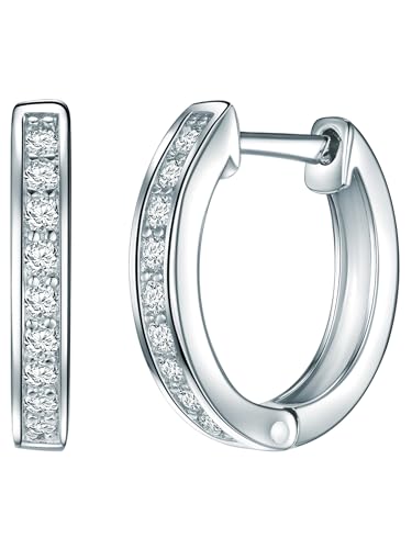 Rafaela Donata Damen Creolen aus 925/- Sterling Silber mit Zirkonia weiß - Klappcreolen Silbercreolen klassisch von Rafaela Donata