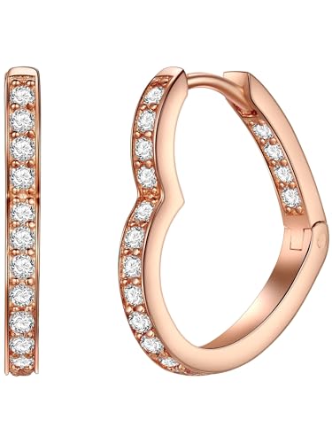 Rafaela Donata Damen-Creolen Sterling Silber rosévergoldet Zirkonia weiß Herz-Symbol - Damen-Ohrhänger Herzen rosevergoldet mit Steinen Rafaela Donata Damen-Creolen Sterling Silber rosévergoldet Zirkonia weiß Herz-Symbol - Damen-Ohrhänger Herzen rosevergoldet mit Steinen von Rafaela Donata
