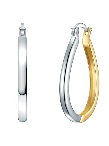 Rafaela Donata Damen Creolen aus 925/- Sterling Silber gelbvergoldet - bicolor Silbercreolen zweifarbig klassisch von Rafaela Donata