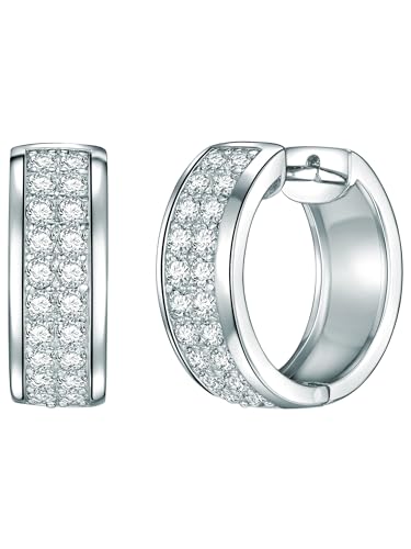 Rafaela Donata Damen Creolen aus 925/- Sterling Silber mit Zirkonia weiß - Klappcreolen Silbercreolen klassisch von Rafaela Donata