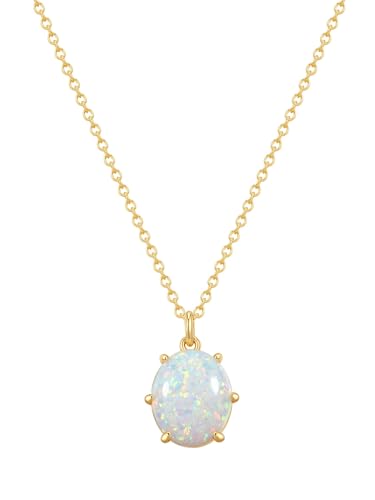 Rafaela Donata Damen Kette 925/- Sterling Silber gelbvergoldet 14 Karat mit Opal (synth) weiß Ankerkette von Rafaela Donata