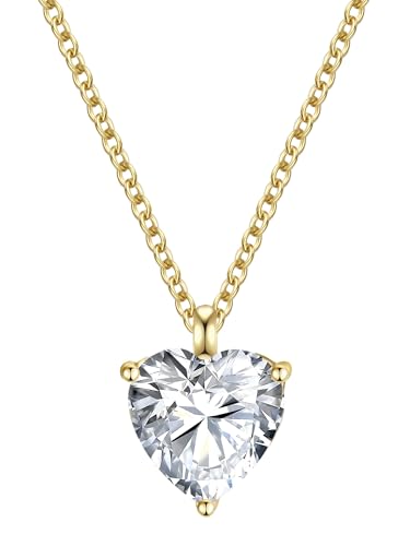 Rafaela Donata Damen Kette aus 925/- Sterling Silber gelbvergoldet 14 Karat mit Zirkonia weiß Herz von Rafaela Donata