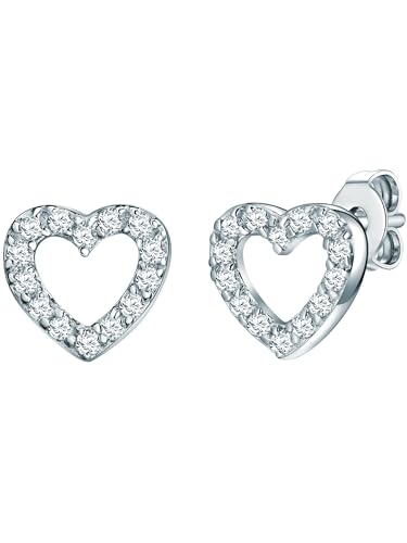 Rafaela Donata Damen-Ohrstecker 925 Sterling Silber rhodiniert Zirkonia weiß - Herzohrstecker Ohrringe mit Herzen Geschenk für Valentinstag 60756000 von Rafaela Donata