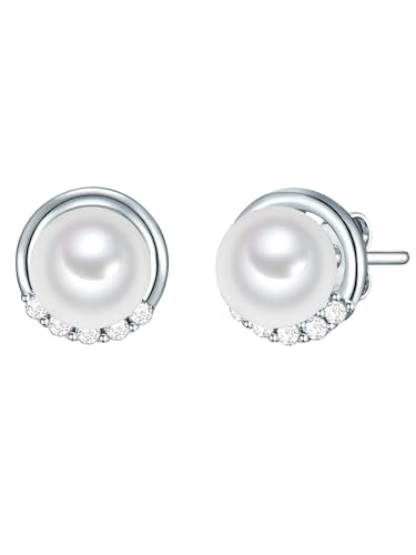 Rafaela Donata Damen Ohrstecker aus 925/- Sterling Silber mit Perlmutt und Zirkonia weiß - Silberohrstecker von Rafaela Donata