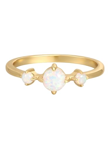 Rafaela Donata Damen Ring 925/- Sterling Silber gelbvergoldet 14 Karat mit Opal (synth.) weiß Multistein-Ring von Rafaela Donata