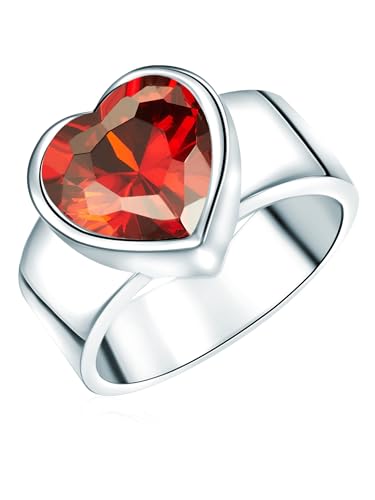 Rafaela Donata Damen Ring 925/- Sterling Silber rhodiniert Zirkonia rot Herz Silberring von Rafaela Donata