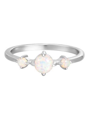 Rafaela Donata Damen Ring 925/- Sterling Silber rhodiniert mit Opal (synth.) weiß Multistein-Ring von Rafaela Donata