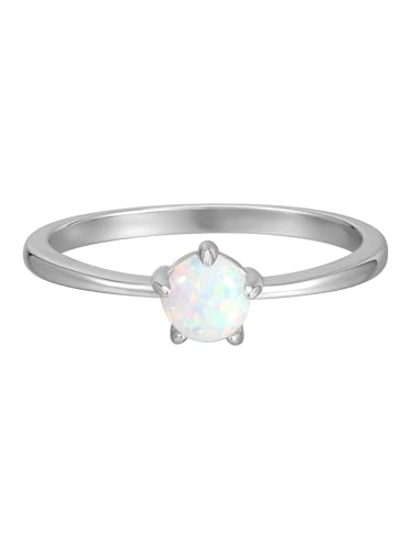 Rafaela Donata Damen Ring 925/- Sterling Silber rhodiniert mit Opal (synth.) weiß Solitärring von Rafaela Donata