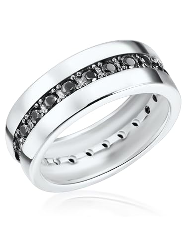 Rafaela Donata Damen-Ring 925 Sterling Silber Zirkonia schwarz - Moderner Silberring in Memoire-Form mit Steinen von Rafaela Donata