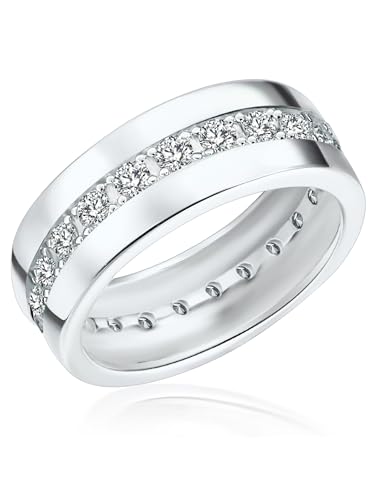 Rafaela Donata Damen-Ring 925 Sterling Silber Zirkonia weiß - Moderner Silberring in Memoire-Form mit Steinen von Rafaela Donata