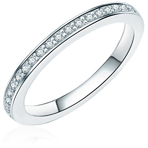Rafaela Donata Damen-Ring 925 Sterling Silber Zirkonia weiß - Silberring in Memoire-Form mit Zirkonia farblos Vorsteckring von Rafaela Donata