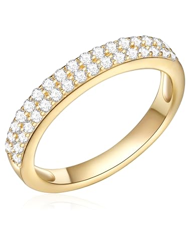 Rafaela Donata Damen Ring 925/- Sterling Silber gelbvergoldet Zirkonia weiß Memoirering Silberring Gold mit Steinen von Rafaela Donata