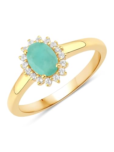 Rafaela Donata Damen Ring aus 925/- Sterling Silber gelbvergoldet 14 Karat mit Smaragd grün Edelsteinring Edelsteingröße 7x5 mm von Rafaela Donata