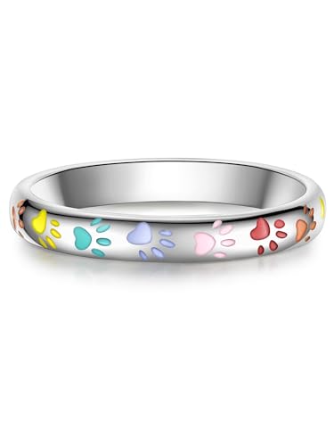 Rafaela Donata Damen Ring aus 925/- Sterling Silber rhodiniert mit Emaille bunt Pfoten von Rafaela Donata