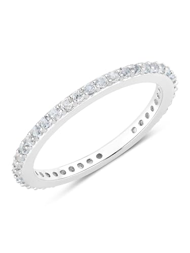 Rafaela Donata Damen Ring aus 925/- Sterling Silber rhodiniert mit Topas blau Eternity-Ring Edelsteinring von Rafaela Donata