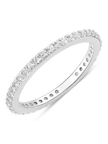 Rafaela Donata Damen Ring aus 925/- Sterling Silber rhodiniert mit Topas weiß Eternity-Ring Edelsteinring von Rafaela Donata