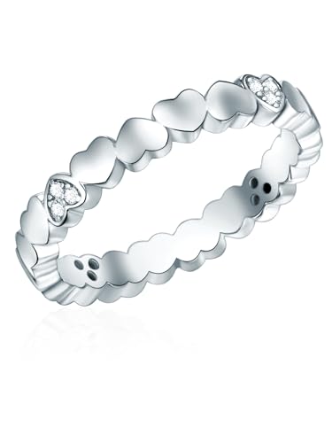Rafaela Donata Damen-Ring in Herz-Form 925/- Sterling Silber Zirkonia weiß - Feundschaftsringe Herzring Silberring Motivring Herzen mit Stein von Rafaela Donata