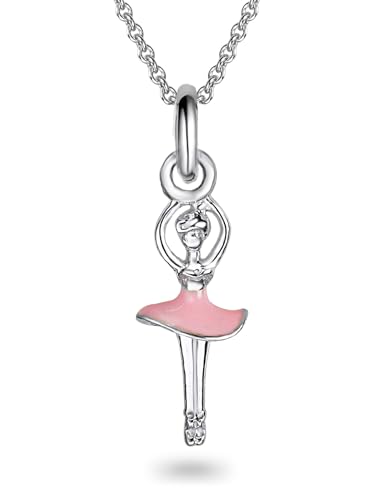 Rafaela Donata Kinder Halskette mit Ballerina Anhänger aus 925/- Sterling Silber und Emaille rosa - Silberhalskette Mädchen Motivanhänger von Rafaela Donata