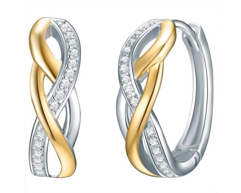 Rafaela Donata Paar Creolen silber/gelbgold, Creolen Sterling Silber bi-Color Zirkonia weiß von Rafaela Donata