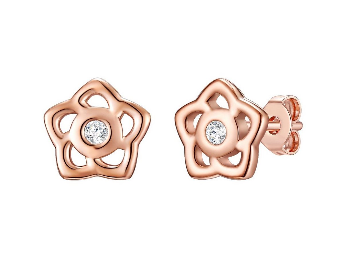 Rafaela Donata Paar Ohrstecker Blume silber/roségold, aus Sterling Silber von Rafaela Donata