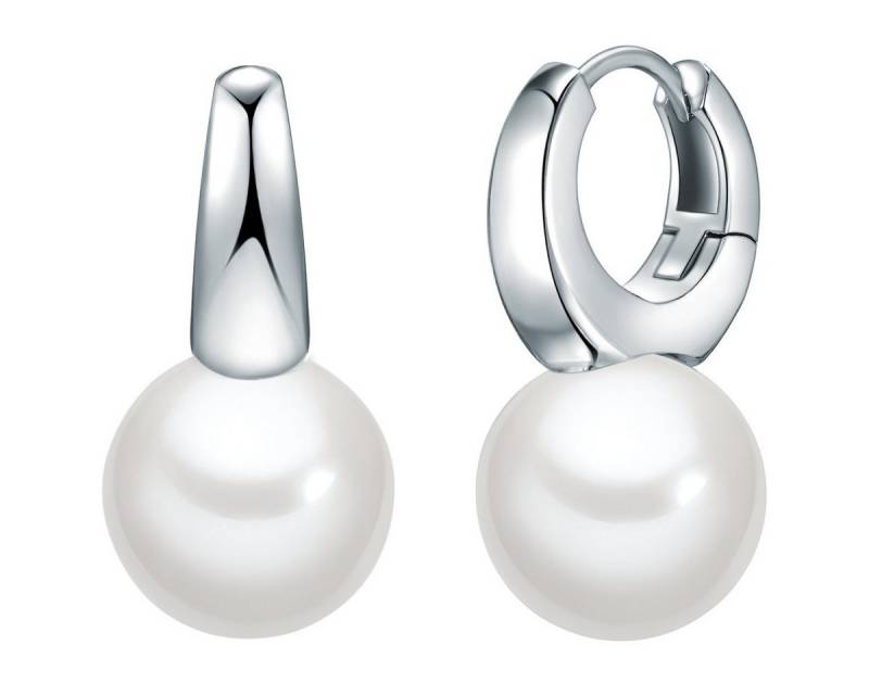 Rafaela Donata Perlenohrringe silber, Creolen Sterling Silber Muschelkernperle weiß von Rafaela Donata