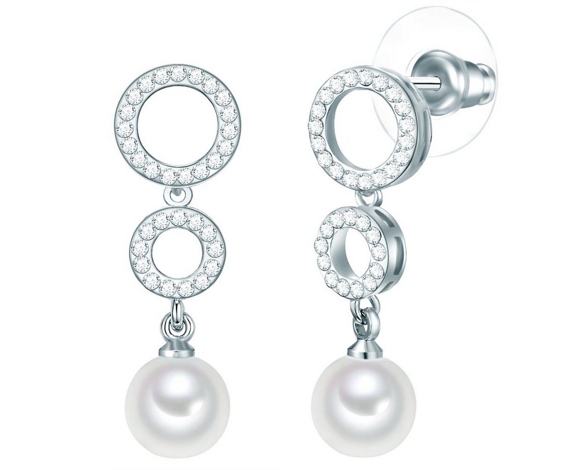 Rafaela Donata Perlenohrringe silber, Ohrhänger Sterling Silber Muschelkernperle weiß Glaskristall weiß Rafaela Donata Perlenohrringe silber, Ohrhänger Sterling Silber Muschelkernperle weiß Glaskristall weiß von Rafaela Donata