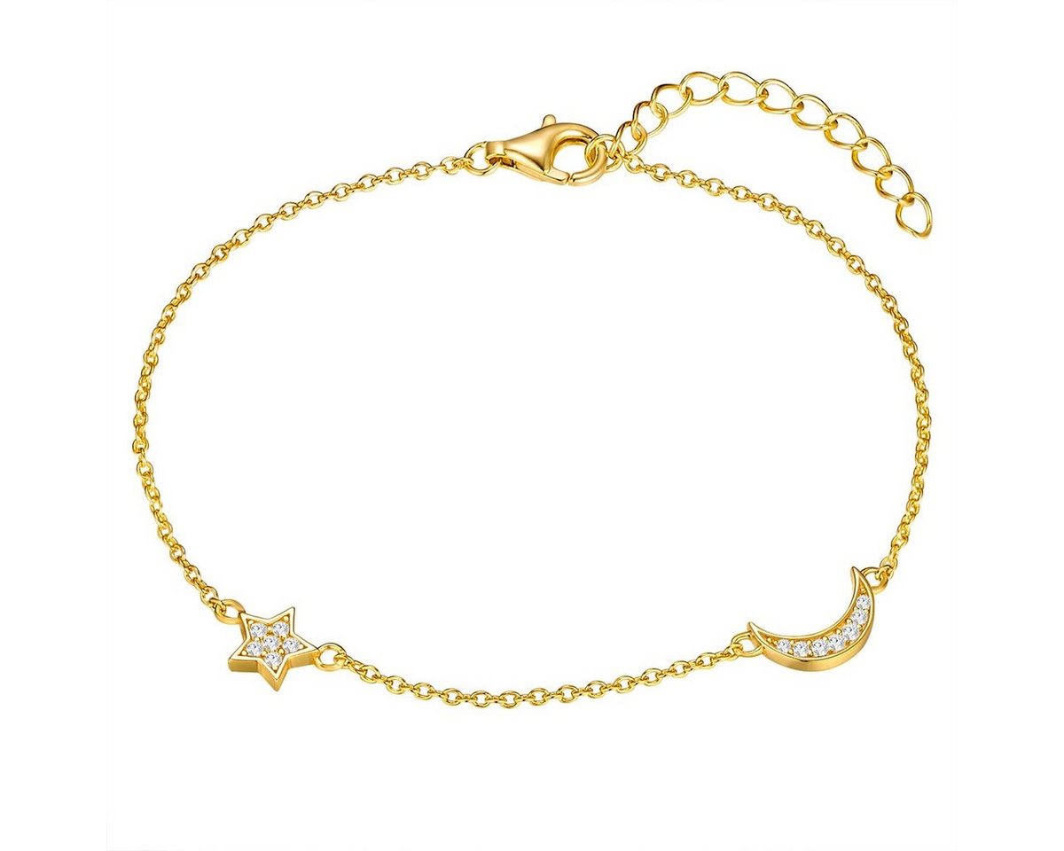 Rafaela Donata Silberarmband Mond, Stern gelbgold, aus Sterling Silber von Rafaela Donata