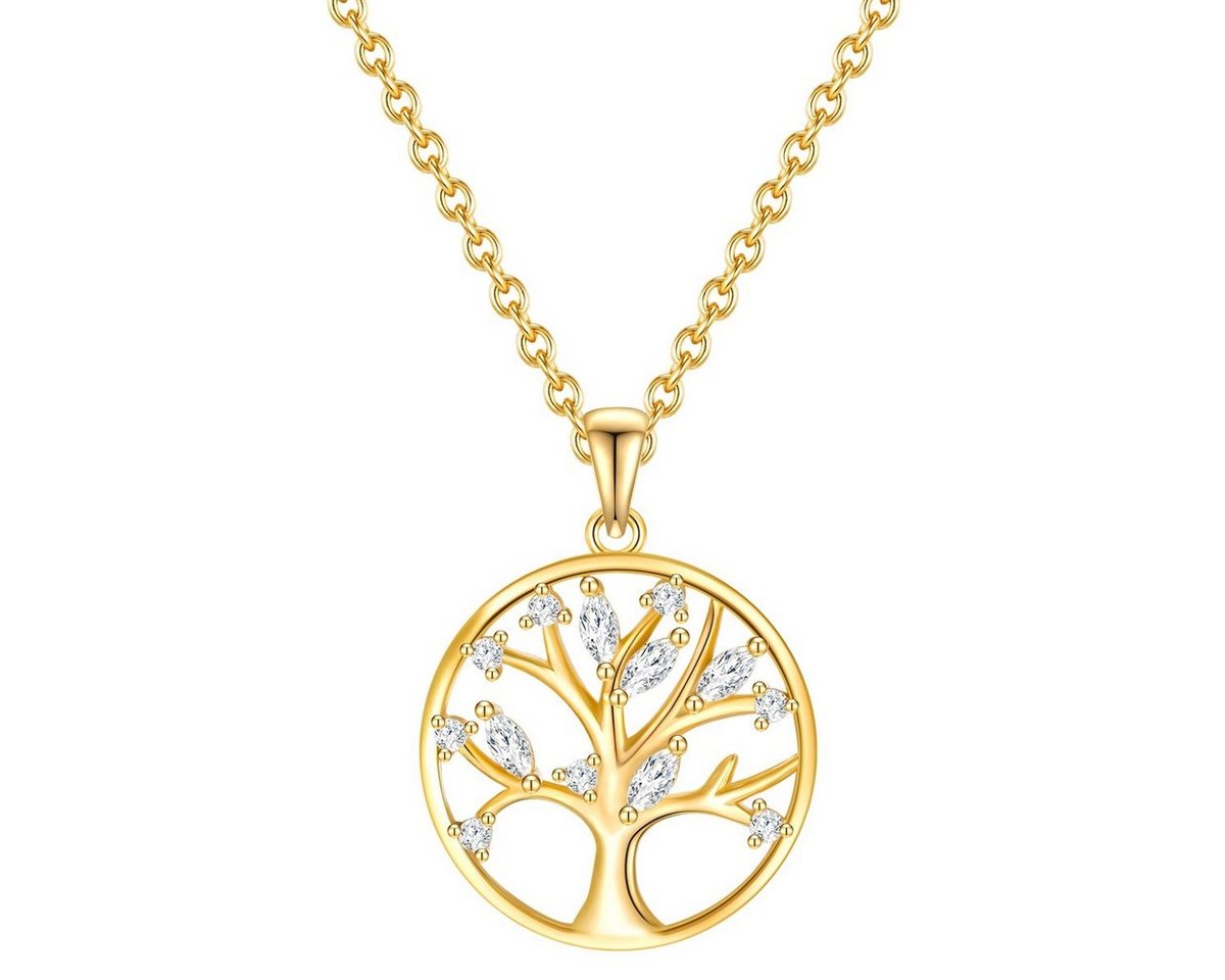 Rafaela Donata Silberkette Baum des Lebens gelbgold, aus Sterling Silber von Rafaela Donata