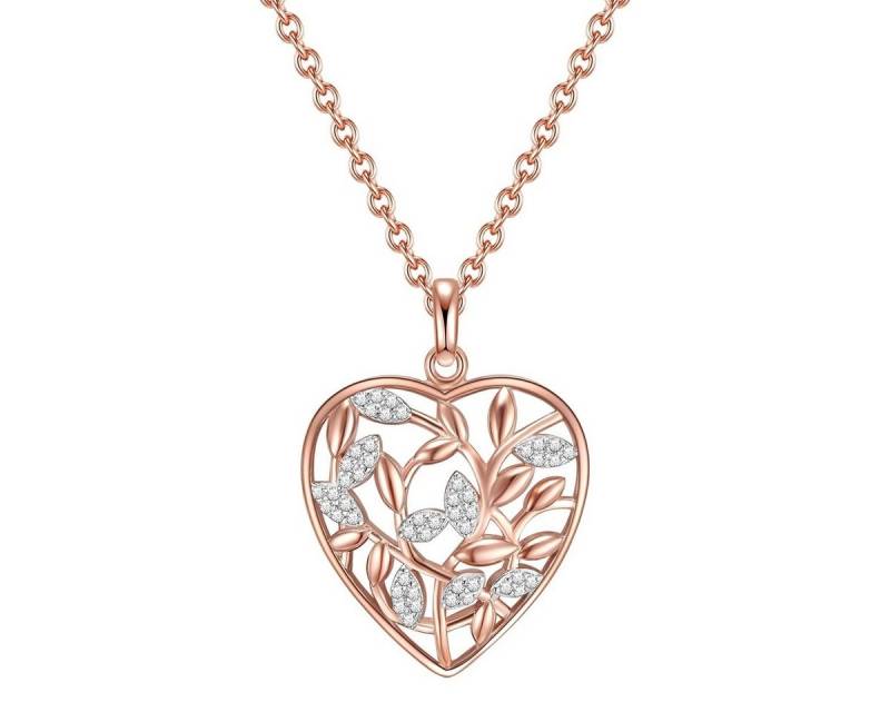 Rafaela Donata Silberkette Herzkette aus Sterling Silber, rosevergoldet, Zirkonia von Rafaela Donata