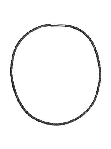 Rafaela Donata Damen Lederhalskette Schwarz aus Echtleder Flechtoptik Unisex Männer Frauen Halskette Herrenkette Edelstahlverschluss von Rafaela Donata
