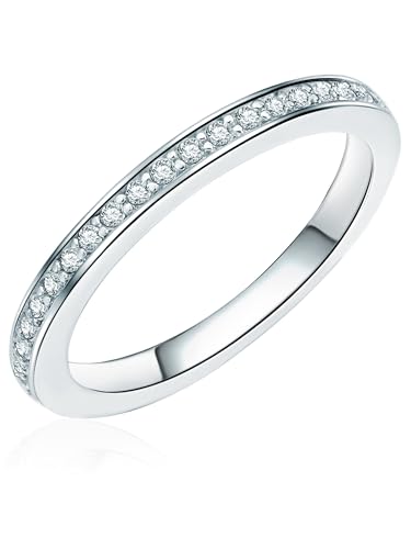 Rafaela Donata Damen-Ring 925 Sterling Silber Zirkonia weiß - Silberring in Memoire-Form mit Zirkonia farblos Vorsteckring von Rafaela Donata