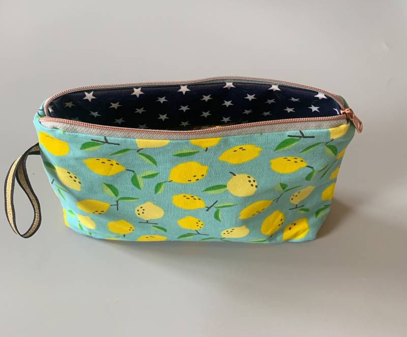 Kosmetiktasche Kulturbeutel Tasche Mit Zipper, Innen Wasserfest - Zitronen von Rafetti