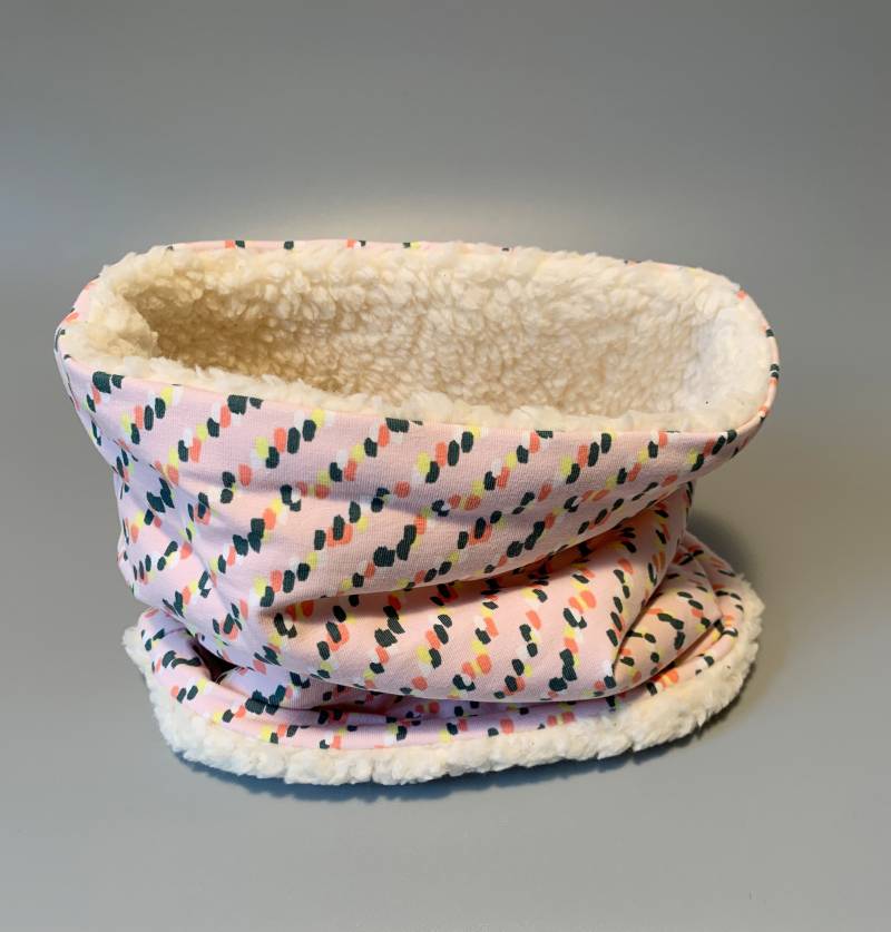 Loop Schal Schlauchschal Loopschal Kinder 5 - 8 Jahre Teddyfleece Rosa Jersey von Rafetti