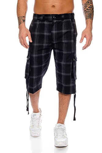 Raff&Taff Herren Bermuda Karo Shorts Caprihose Capri Badeshorts RT 665 (XXXL, Schwarz) von Raff&Taff