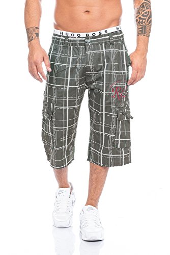 Raff&Taff Herren Bermuda Shorts Capri in schönen Karo Farben Schwarz,Weiß und in Antrhrazit Oliv bis XXXL (RT001-Oliv-XL) von Raff&Taff