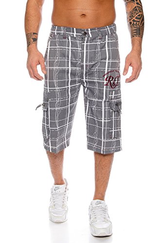 Raff&Taff Herren Bermuda Shorts Freizeithose Karomuster Cargohose bis 4XL (M, Grau (001)) von Raff&Taff