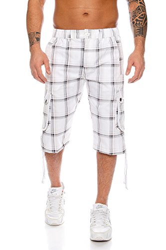 Raff&Taff Herren Bermuda Karo Shorts Caprihose Capri Badeshorts RT 665 (XL, Weiß) von Raff&Taff