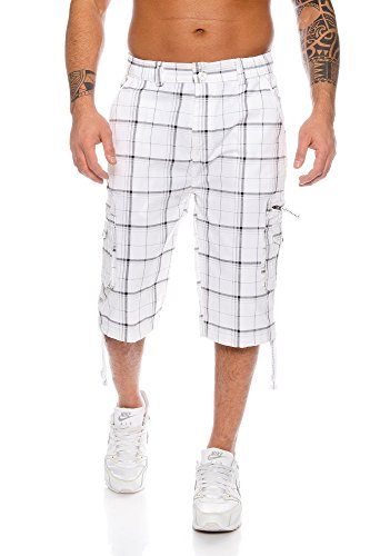 Raff&Taff Herren Bermuda Shorts Herren Sport Shorts Freizeithose Kurze Hosen Cargohose bis 8XL (RT330-Weiß-5XL) von Raff&Taff