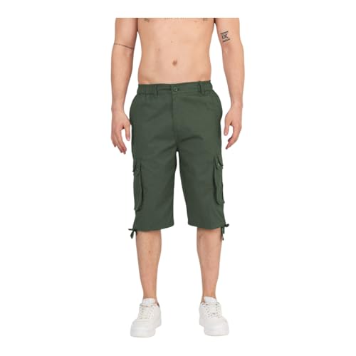 Raff&Taff Herren Bermuda Shorts Herren Sport Shorts Freizeithose Kurze Hosen Cargohose bis 8XL(RT666-Oliv-M) von Raff&Taff