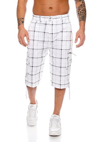 Raff&Taff Herren Bermuda Shorts Herren Sport Shorts Freizeithose Kurze Hosen Cargohose bis 8XL (RT330-Weiß-M) von Raff&Taff