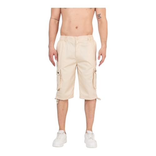 Raff&Taff Herren Bermuda Shorts Herren Sport Shorts Freizeithose Kurze Hosen Cargohose bis 8XL-666-Beige -XL von Raff&Taff