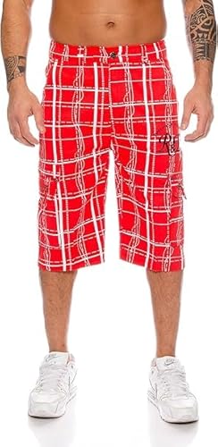 Raff&Taff Herren Bermuda Shorts Herren Sport Shorts Freizeithose Kurze Hosen Cargohose bis 8XL -RT001-Rot-6XL von Raff&Taff