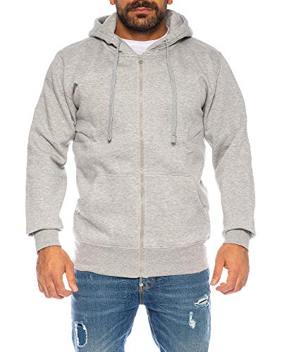 Raff & Taff Herren Hoodies Kapuzenpullover Sweatjacke Übergangsjacke Jacke Basic Schlicht bis 6XL (RT404 Hellgrau, 6XL) von Raff&Taff