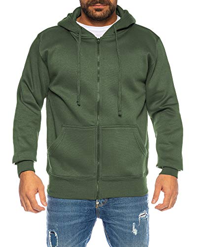 Raff & Taff Herren Hoodies Kapuzenpullover Sweatjacke Jacke Basic Schlicht bis 6XL (RT404 Oliv 5XL) von Raff&Taff