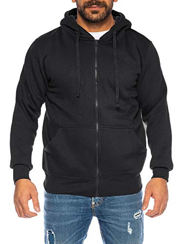 Raff & Taff Herren Hoodies Kapuzenpullover Sweatjacke Übergangsjacke Jacke Basic Schlicht bis 6XL (RT404 Schwarz, M) von Raff&Taff